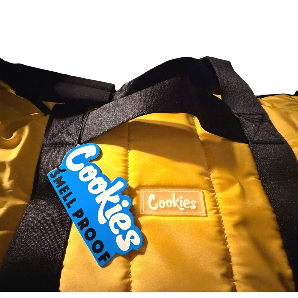 Cookies Smell Proof Duffle Bag Yellow Quilted Nylon Travel Gym Bag New